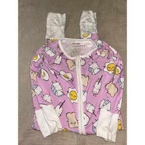 Little Sleepies Breakfast Buddies Bamboo Zippy Romper 6-12 Months GUC